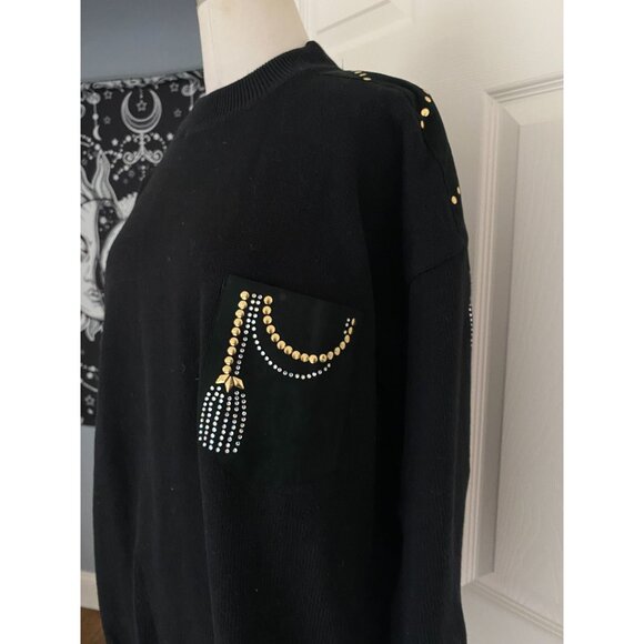 NWT Vintage black sweater with rhinestones/studs from The Icing Org $128 OS - Picture 7 of 7